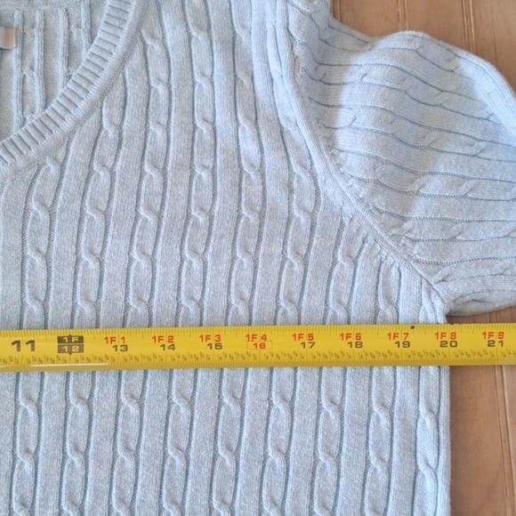 CROFT & BARROW Powder Blue V-Neck Cable Knit Cotton Blend Pullover Sweater - Picture 7 of 7